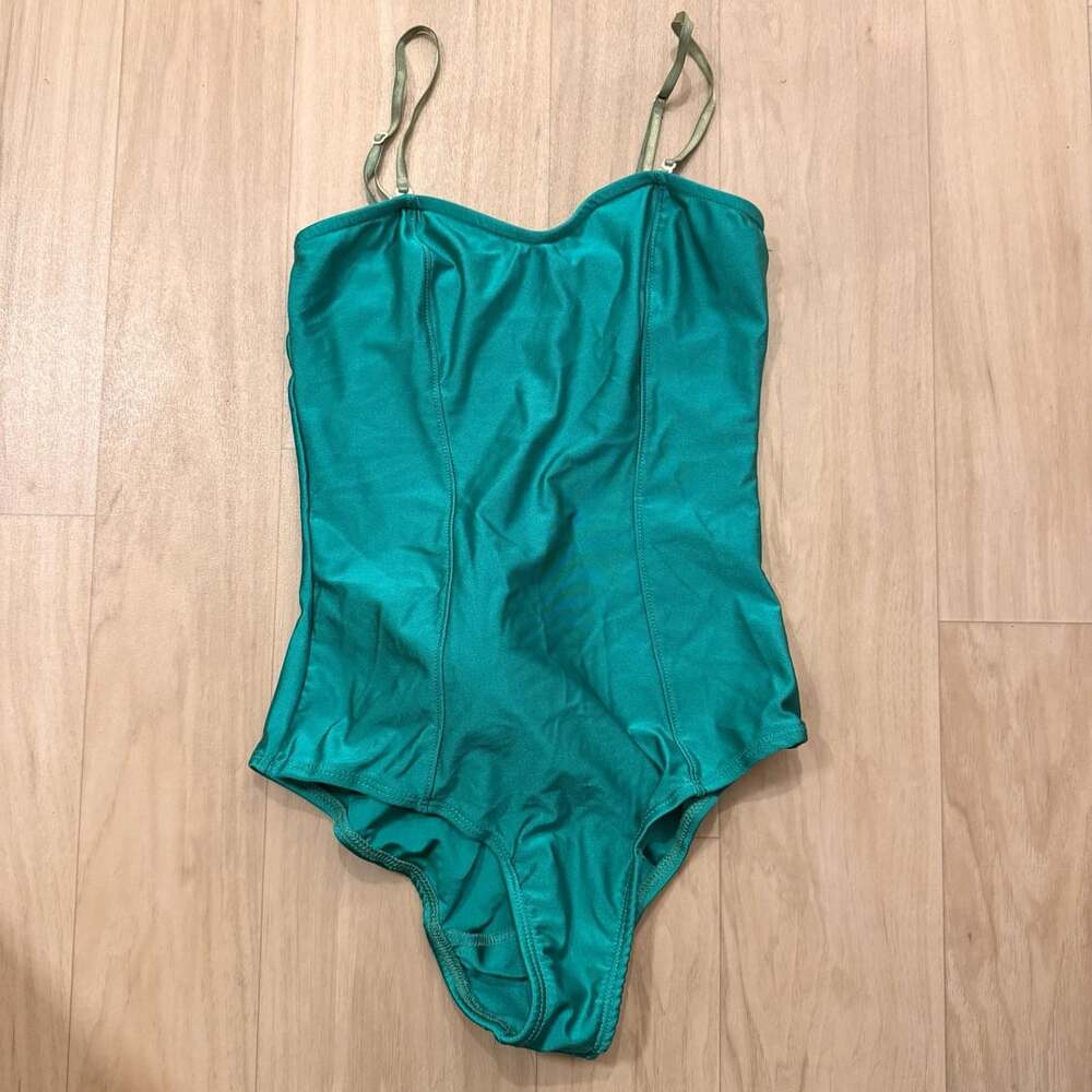 Vintage Y2K Forplay Teal Bunny Costume Bodysuit Size S/M Made in USA